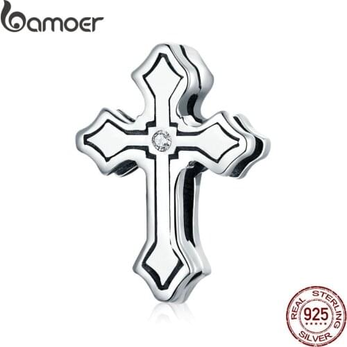 Bamoer Retro Cross Clip Charm for Reflexion Bracelet 925 Sterling Silver Charms fit for Reflection Original DIY Bracelet SCX116