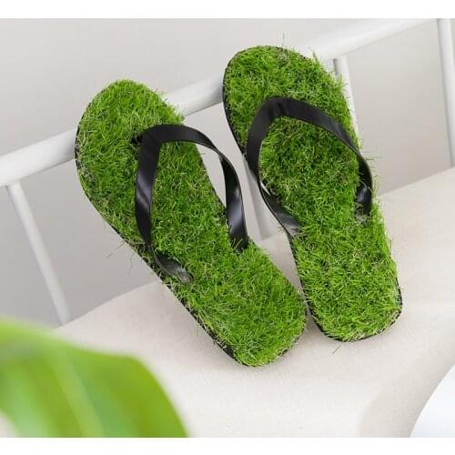 Funny Lawn Flip-flops Summer Fashion Simulation Personality Grass Slipper Couple Models Outdoor Beach Shoes For Men Women