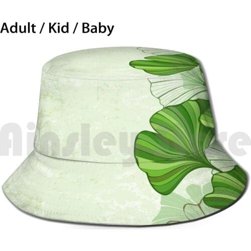 Stylized , Green And Contour , Brown Leaves Of Ginkgo Biloba On Green , Textured , Paper Background. Ginkgo Biloba