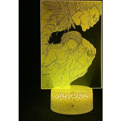 USB LED Picture Lamp 3D Illusion Nightlight The Death Note Yagami Light Smart Phone Control Remote Bedside Light Manga Fans Gift