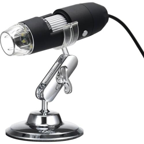USB Digital Zoom Microscope Magnifier with OTG Function 8-LED Light Magnifying Glass 1600X Magnification with Stand