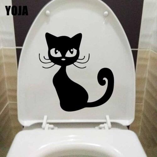 YOJA 23.6X24.8CM WC Toilet Sticker Wall Decal Cat Animal Kitten Pets Bedroom Home Decor T5-0102