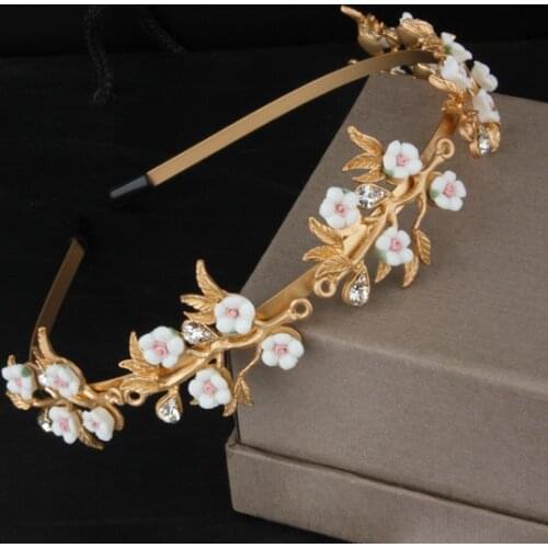 Handmade Gold Women Bridal Hair Crown Wedding Girls Hair Accessories Tiara Jewelry Party Handmade Accessories In Stock