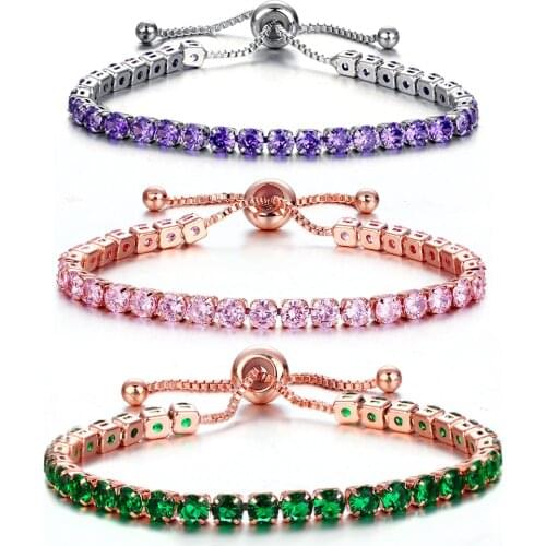 AAA Zirconia Adjustable Bracelet Bangle for Women Fashion Charm CZ Tennis Crystal Box Chain Braclets Jewelry Pulseira Feminina