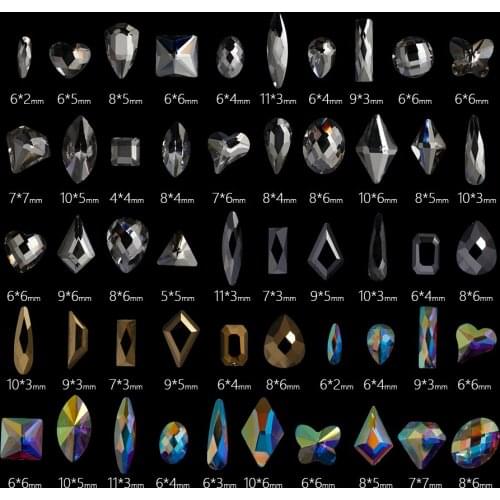 Many different types 3d Glitter White AB Acrylic Multislice Diamond Gems nail decoration jewelry DIY nail art tips decal 10pcs