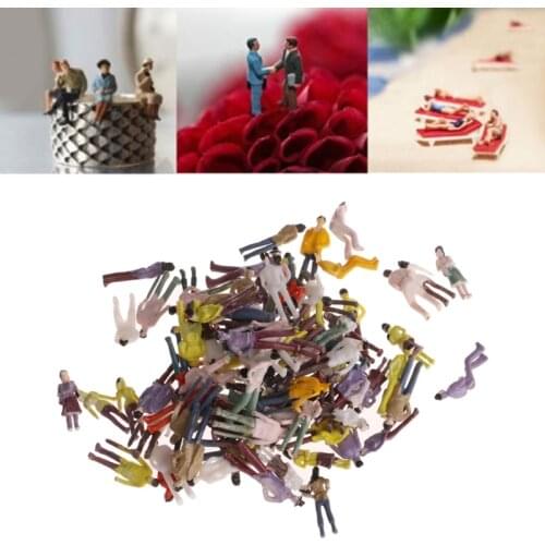 100Pcs Painted Model People Building People Figures Passengers Train Scenery 1:75 Scale Mixed Pose Building Layout Model People
