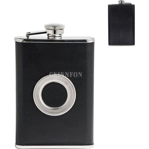 20Pcs/Lot Pocket Luxury With Collapsible Glass Liquor Wraped Leather Screw Cap Alcohol GLASS Wine Pot Hip Flask Wine Bottle