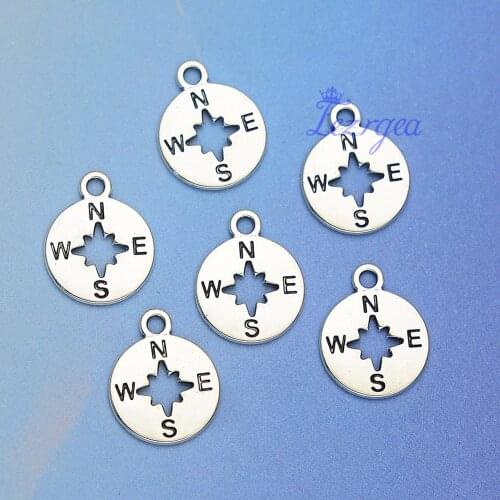 30pcs/lot--17x14mm, Antique silver plated Compass navigation Charms,DIY earrings necklace bracelet supplies, Jewelry accessories