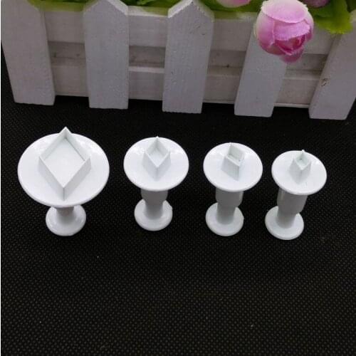 4pcs/set rhombus shape Plunger Cutter cake fondant sugarcraft decorating tools cake mold stand cookie cutter , 100sets/lot