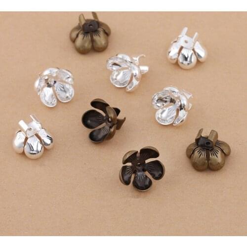 50 PCS Metal Brass Flower Hair Rope Clasp Clips For Headwear Accessories DIY Jewelry Findings