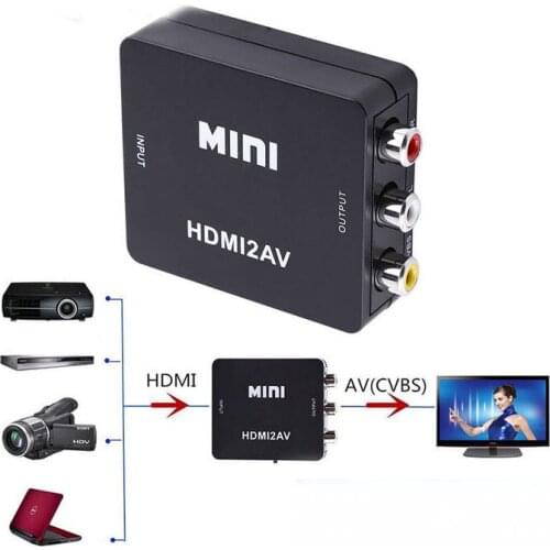 HDMI To RCA AV/CVBS Scaler Adapter HD 1080P Mini HDMI2AV Video Converter Box L/R Video Support NTSC PAL For PS3 VCR DVD PALMTSC