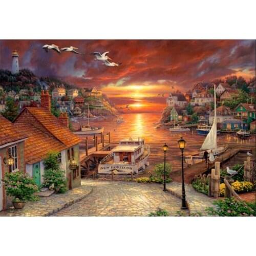 Diamond Embroidery Scenic dock ship DIY Diamond Painting Cross stitch Full Square Diamond Mosaic Decoration Paintings gift FZ795