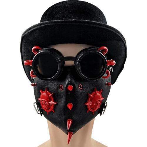 Skull Steampunk Mask Japanese Cosplay Gothic Black Mask With Goggles