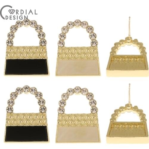 Cordial Design 50Pcs 16*20MM Jewelry Accessories/Rhinestone Earrings Stud/Bag Shape/Resin Effect/Jewelry Findings & Components