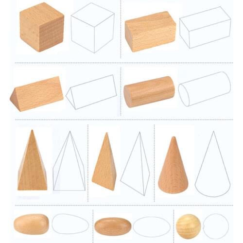 Wooden Geometric Shapes preschool educational toys math Bricks Baby Toddler Toys for Children brain teasers toy