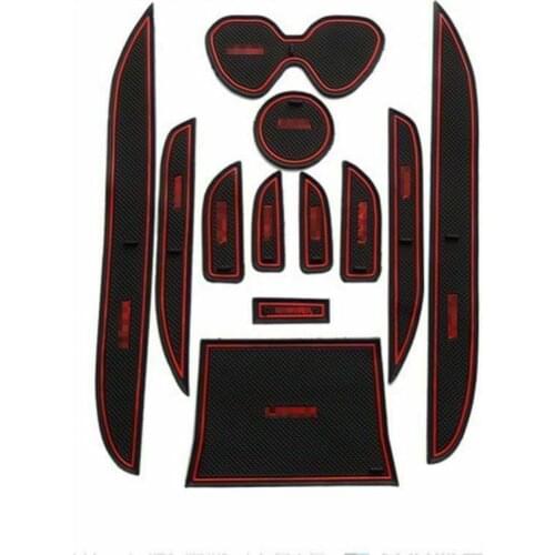 For Nissan Livina 12pcs Non-slip Interior Door Cup Holder Rubber Mats Red Line