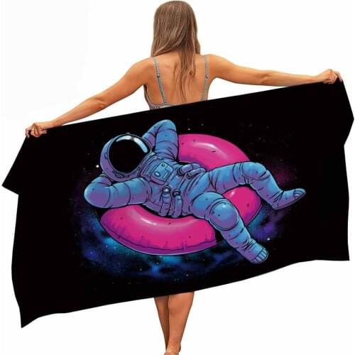 HELENGILI Astronaut Microfiber Pool Beach Towel Portable Quick Fast Dry Sand Outdoor Travel Swim Blanket Thin Yoga Mat
