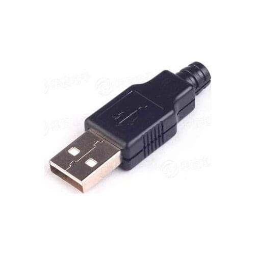 IMC hot New 10pcs Type A Male USB 4 Pin Plug Socket Connector With Black Plastic Cover