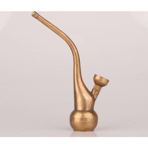 Collectable Chinese pure brass Carved Unique Handmade Smoking Tool Exquisite small Statues
