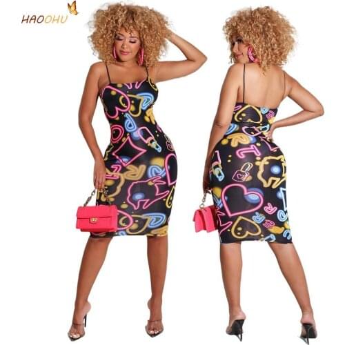 HAOOHU Summer Dress Mesh Floral Print Tight High Elastic Womens Dress Summer Fashion Trend Temperament Commuting