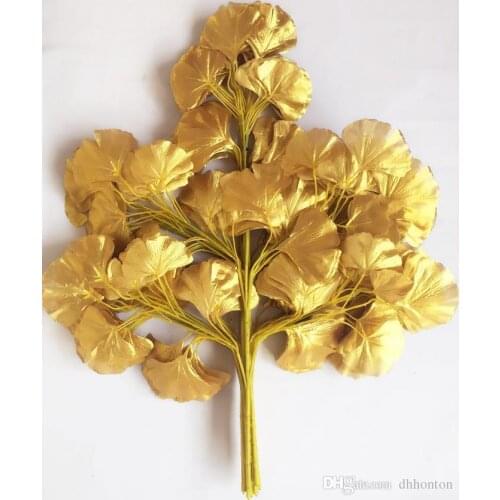 12pcs 60cm Ginkgo Biloba Leaf Five Branches Maidenhair Trees Leaves Artificial Tree Silk Branch Stem Wedding Garden Decoration