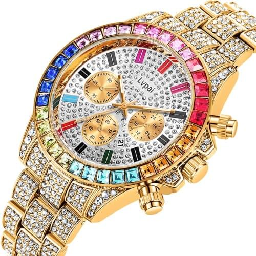 Lvpai Brand Iced Out Luxury Watch Full Diamond Women Men Ladies Casual Crystal Watches Rhinestone Fashion Watch Relogio Feminino