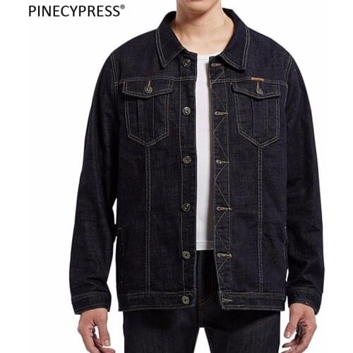 Cowboy Shirt Big Asian Size M-8XL Man Cotton Spring Autumn Pockets Black Male Jean-jacket Buttons Loose Men Denim Jacket