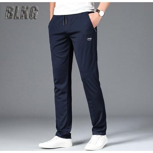 Brand Spring Summer Thin Pants Men Outdoor Casual Straight Sweatpant Men Elastic Waist Drawstring Trousers Men Clothing M-XXXL