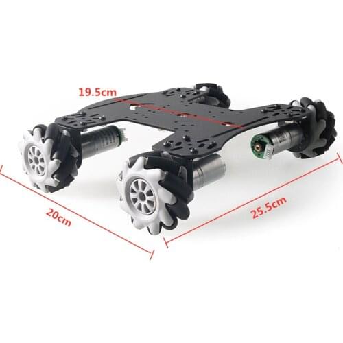 SZDOIT MC805 Aluminum Alloy Metal Plane Chassis Kit 65mm Grey Plastic Omnidirectional Wheel and 4pcs Motors Maker Metal Chassis