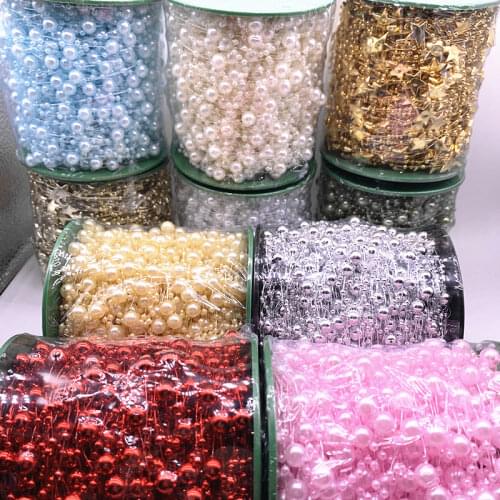 NEW 5 Yards 3-8mm Fishing Line Artificial Pearls Flower Beads Chain Garland Flowers Wedding Party Decoration Diy Accessories