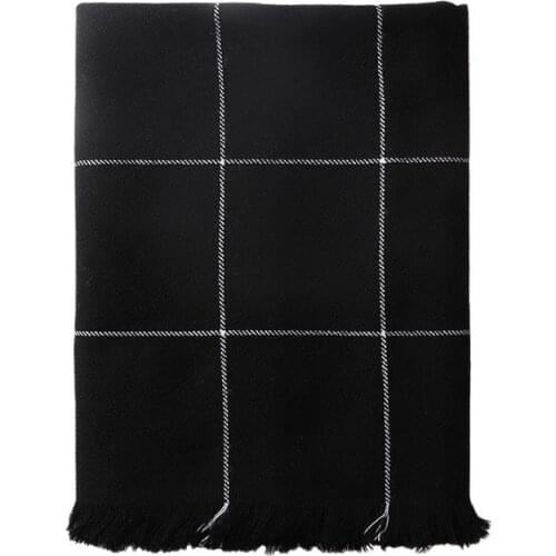 2021New Wool Scarf Women Autumn Winter Checkered Thermal Fashion Dual Use Shawl
