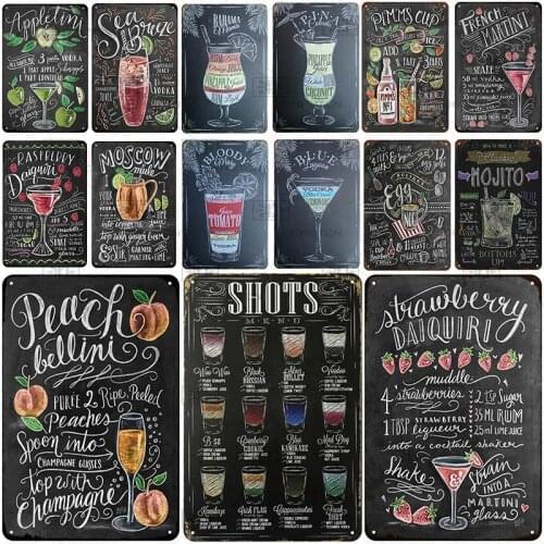 Shabby Chic Decor Metal Signs Cocktail Plaque Metal Vintage Tin Sign Pin Up Vintage Bar Decoration Metal Poster Pub Metal Plate