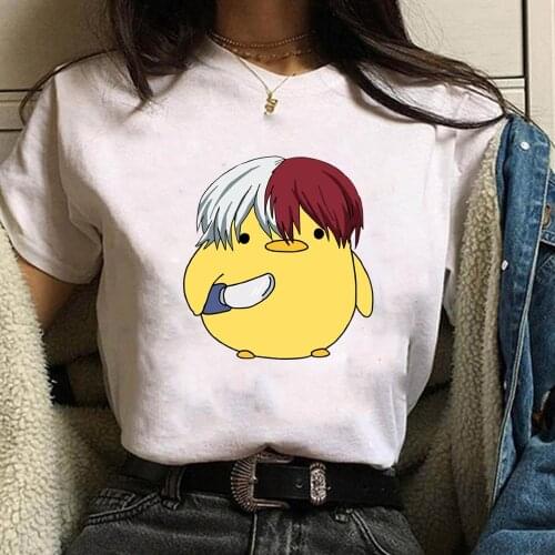 Casual Loose Anime My Hero Academia Shirt Man and Woman White T-Shirt Fashion O-Neck Top Katsuki Bakugo