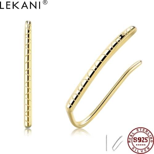 LEKANI 925 Sterling Silver Clip Earrings For Women 2 Color Simple Earring Anniversary Minimalist Female Fine Jewelry Hot Sale