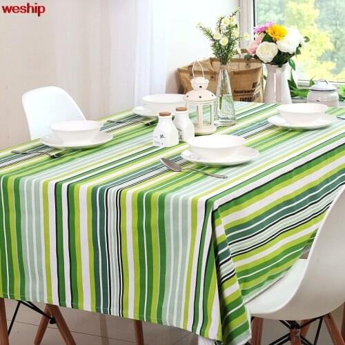 Green stripe European rural Style cotton and linen tablecloth for Dinning Table Tea Tables Table cloth