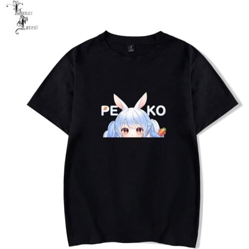 VTuber Usada Pekora Printing T-shirt Summer Fashion Round Neck Short Sleeve Popular Japanese Streetwear Plus Size