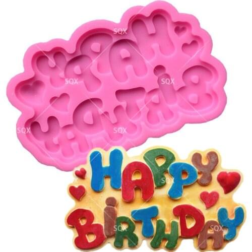 High Quality Birthday Happy Sign Silicone Cake Molds for Fondant Cake Decoraion Baking Tools Fondant Molds MR122