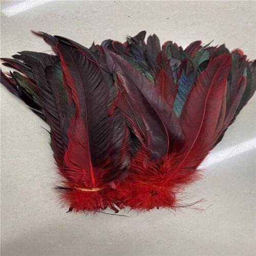 High Quality 100pcs/lot Red Chicken Feathers 20-25 Cm 8-10 Inch Christmas Party Carnival Craft Home Feathers For Crafts
