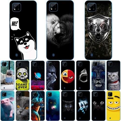 For OPPO REALME C20 Case Wolf Silicon TPU Fundas for OPPO Realme C20 Cat Animal Shell Bag Housing Phone Cases