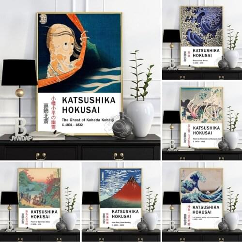 Katsushika Hokusai Exhibition Museum Poster, Japanese Hokusai The Great Wave Off Kanagawa Art Prints, Ukiyoe Art Home Wall Decor