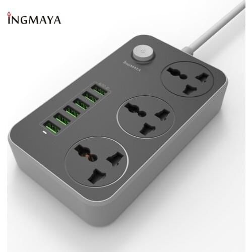 INGMAYA 6 Port USB Charger 3.4A 3 Outlet Power Strip 2500W Surge Protect For iPhone Samsung Huawei Nexus Mp3 AC Cord Adapter