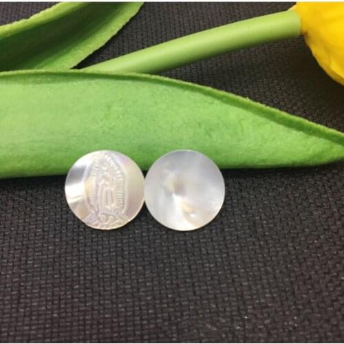 10pcs/lot 14.5mm Natural Holy Mary Mother of Pearl Shell Round Cut Virgin Mary Grace Mother Pearl for DIY Jewelry