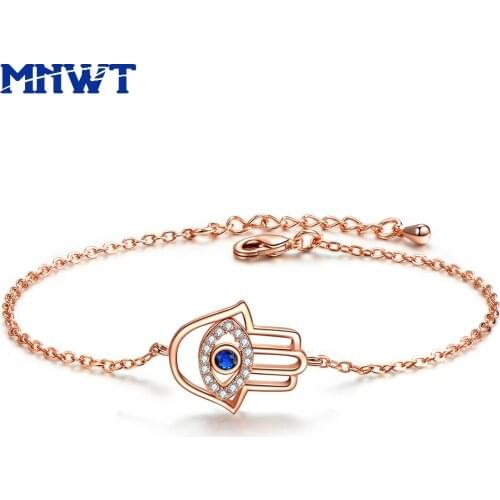 MNWT Women Bracelets Fashion Cubic Zirconia Eye Shape Charm Woman Bangles Jewelry Simple Design Rose Gold Color Bracelet Gift
