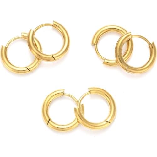 12 Pairs 304 Stainless Steel Ring Hoop Earrings for Women Hypoallergenic Thick Earring Unisex Ear Buckle Jewelry Accessories