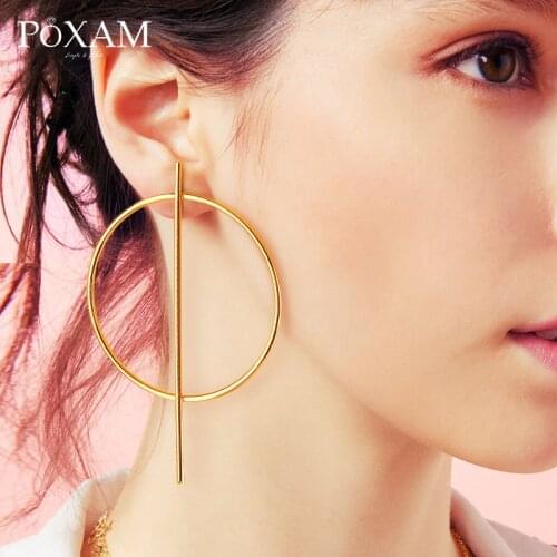 New Fashion Round Korean Drop Earrings 2019 For Women Geometric Round Gold Metal Hanging Dangle Earring Jewelry Statement Brinco