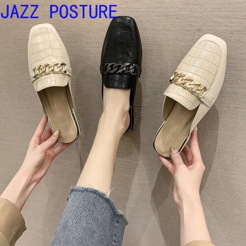 Ladies Slippers Outdoor Muller Slippers Thick Heels High Quality All-match Fashion Sandals New Fashion Leather Shoes 2021w177