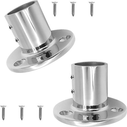 1 Pair 316 Stainless Steel Boat Hand Rail Fitting 22mm Round Stanchion Base