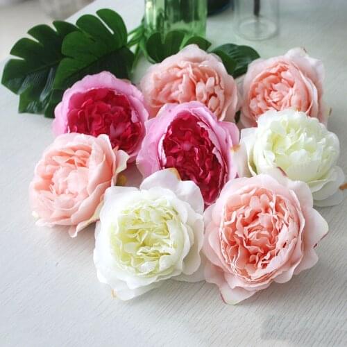10pcs Artificial Silk Flower Core Peony Head DIY Flower Wall Wedding Background Home Decoration Accessories Peony Floral Wreath