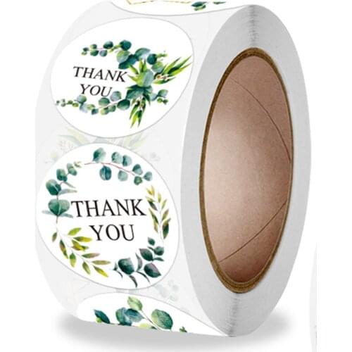 100-500pcs Thank You Stickers Green Leaves Sealing Label Stickers for Wedding DIY Gift Decoration Business Packing Stickers
