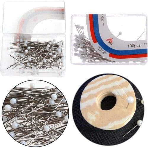 B0KB 100Pcs Pearl Round Head Pins Sewing Corsage Straight Diy Dressmaking Decor Craft